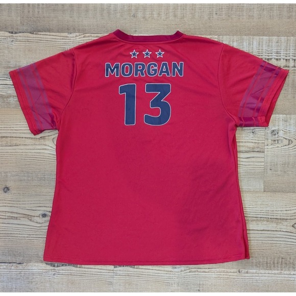 Alex Morgan #13‎ USA Soccer Jersey Youth Girls XXL V-Neck Red Polyester USWNT - Picture 1 of 8